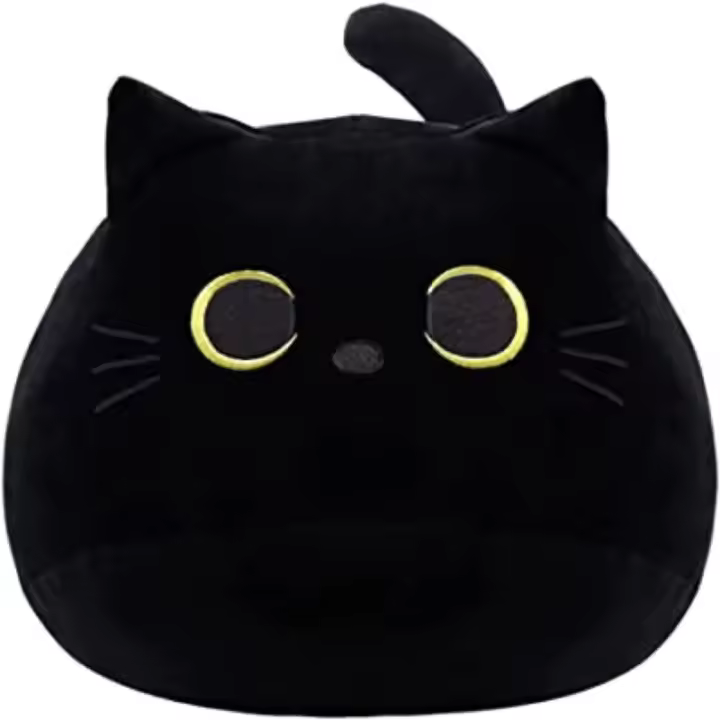 Juguete de Peluche de Gato Negro Muñeco Relleno Suave para Bebé Juguete de Almohada de Animal Relleno - 1
