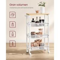 Carro de 4 Niveles, Carro Estrecho de Cocina con Ruedas, con Asa, para Espacio Reducido, 22 x 45,4 x 77 cm, para Cocina, Baño, Salón, Estudio, Marrón Rústico y Negro - details 56