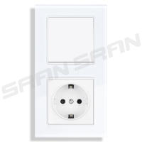 Enchufe de Alimentación SRAN Eu Panela de Vidrio Templado Interruptor de Luz de Botón - details 0
