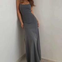 El vestido largo con tirantes de estilo informal minimalista de moda es súper en forma de A con una figura curvilínea y elegante The S-w - details 4