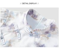 Vestido de Verano 2024 Estampado de Tinta de Semir Mangas de Burbuja Botonado Moda para Mujeres - details 12