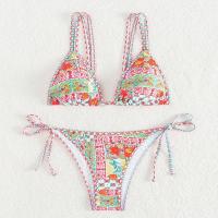 Conjunto de Bikini con estampado Floral para mujer, traje de baño con hebilla de corte alto en la espalda, 2 piezas - details 2