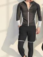Traje de baño para hombres, de secado rápido de ajuste ceñido traje de buceo, chaqueta de manga larga y pantalones cortos, traje - details 1