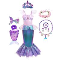 AmyStylish Niñas Princesa Sirena Ariel Cosplay Halloween Fiesta de Cumpleaños Verano Playa Vacaciones Vestido - details 67