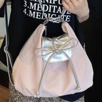 Mochila con lazo plateado de Color sólido, bolso de hombro estilo coreano de gran capacidad, bolso de compras versátil - details 6