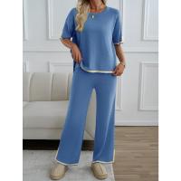 Ropa de mujer de moda 2025 primavera y verano temperamento casual de manga corta conjunto de pantalones de punto - details 23