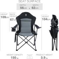 Silla de Camping Alta de 150kg Plegable, Resistente, Silla de Jardín con Bolsillo y Vasos - details 2