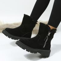 Botas de nieve para mujer, nuevo estilo de invierno a la moda, tubo medio, además de terciopelo, zapatos de algodón gruesos y cálidos, botas de invierno integradas de piel para mujer - details 0