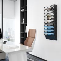 Organizador de Archivos Portafolletos de Pared y Revistero Soporte para Documentos A4 con Etiquetas Metal,Negro - details 5