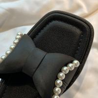 Zapatillas planas informales con suela suave y lazo para mujer, sandalias deslizantes de perlas antideslizantes de PVC, zapatos de playa de tacón bajo, ropa de playa - details 1