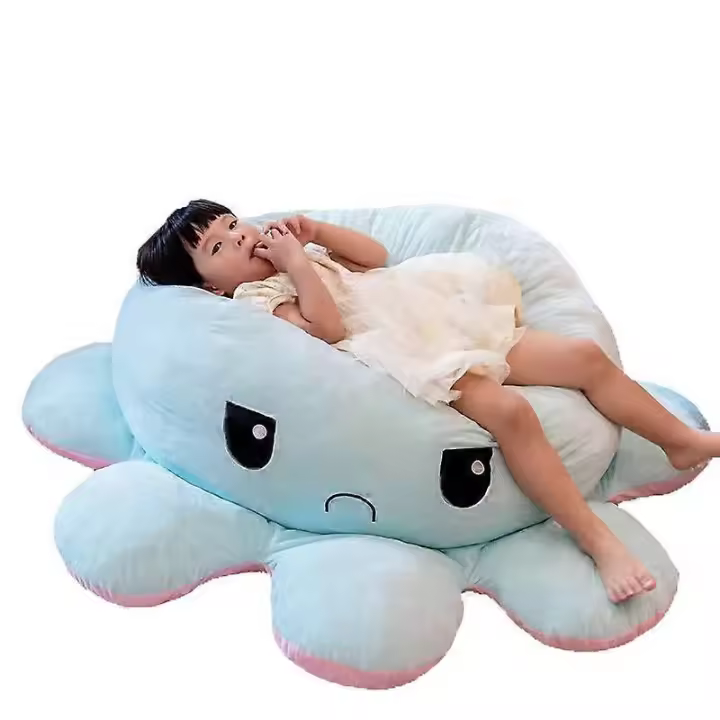 Animal relleno de pulpo reversible, juguetes grandes de almohada con cojín de pulpo de peluche - 1