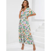 NOVEDAD DE VERANO 2025, manga de murciélago para mujer, cintura en V profunda, estampado para vacaciones en la playa Ds - details 1