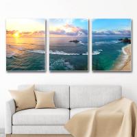Cuadro de Paisaje Natural 3PCS en Lienzo con Marco Floral Abstracto Hojas Póster Nórdico para Sala de Estar Decoración del Hogar Imagen de Pared Estilo Luz y Decoración - details 9