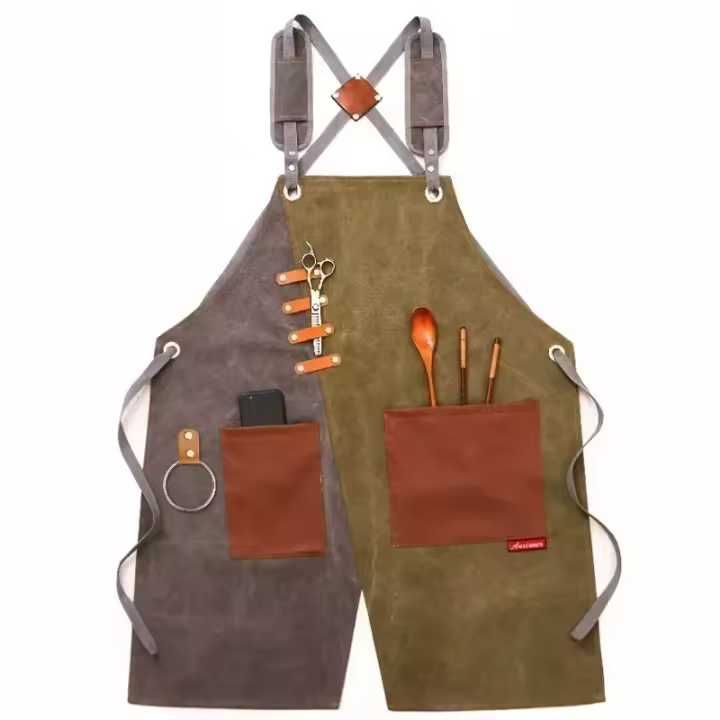 Delantal de lona para hombre y mujer, ropa de trabajo para camarero, restaurante, barbería, panadería, cafetería, jardinería, carpintero - 1