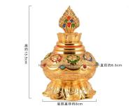 Productos étnicos tibetanos, chapados en oro y pintados con ocho flores de loto auspiciosas, tesoro de Mani, Dios de la riqueza, aleación - details 2