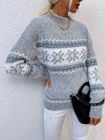 Suéter cálido de punto para mujer, jersey de cuello medio alto, copo de nieve, otoño e invierno, 2023 - details 27