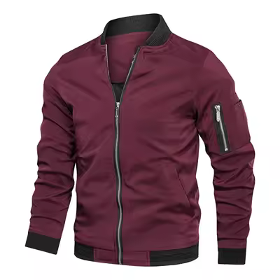 Chaqueta Aviador para Hombre Moda Primavera Hip Hop Streetwear Cierre de Crema - 1