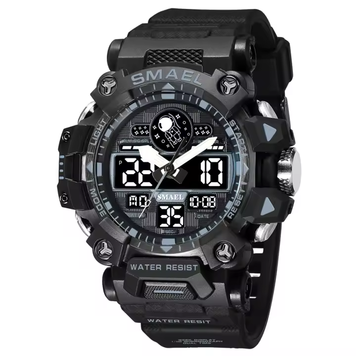 SMAEL-reloj deportivo para hombre, cronógrafo Digital resistente al agua hasta 50m, militar, Led, de cuarzo, 8078 - 1
