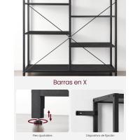 Estantería de 5 Niveles Diseño Rústico Marrón y Negro para Sala, Baño, Cocina Montaje Simple - details 11