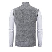 Suéter sin mangas de punto para hombre, cárdigan de terciopelo de lana con cremallera, jerséis de cuello alto, Chaleco de punto - details 6