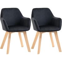Pack de 2 Sillas de Comedor Modernas Tapizado de Terciopelo, Resalto de Brazo, Patas de Madera - details 9
