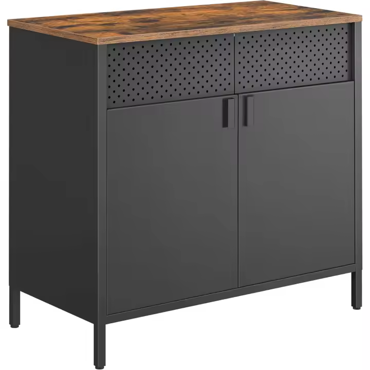 Estante de Acero Doble Puerta Magnético Marco Ajustable Naturaleza Beige y Blanco - 1