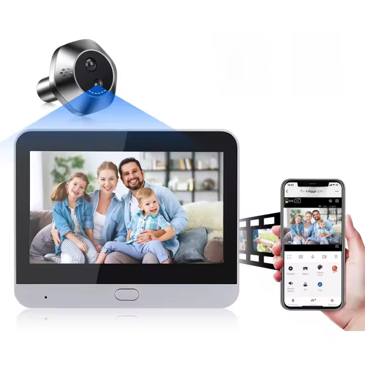 Awapow Campana de Puerta de Vídeo WiFi Visor de Vista de Puerta Inteligente Audio Bípico - 1