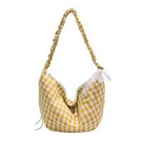 Bolso de hombro Hobos coreano Simple, bolso cruzado a cuadros de media luna, bolsos de lona de gran capacidad para niñas - details 7