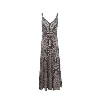 Vestido ral estampado con cuello en V y cintura alta, largo, con tirantes, estilo bohemio, para mujer - details 16