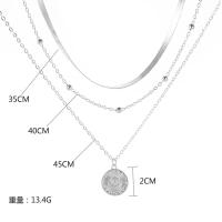 Collar Redondo de Tres Capas de Plata de Ley 925 Diseño Simple de Serpiente - details 1