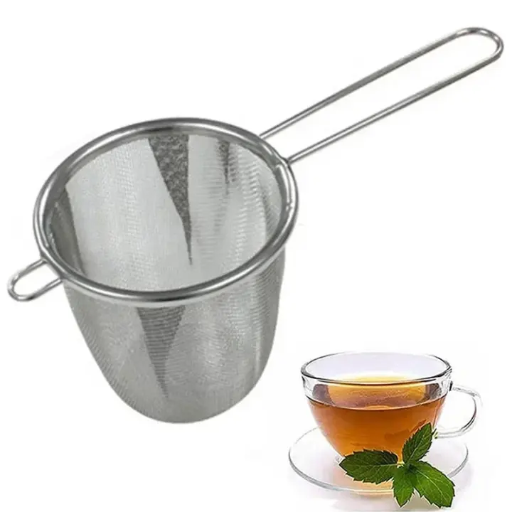Infusor de té con mango, filtro de hoja de té de harina de café de acero inoxidable, colador reutilizable, Gadget de cocina, accesorios de tetera, 1 pieza - 1