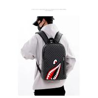 Mochila Simple con personalidad a la moda con boca de tiburón para hombre, mochila escolar a cuadros para estudiantes de secundaria, mochila para ordenador - details 8