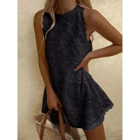 Vestido de princesa blanco sin mangas para mujer, camiseta holgada con cuello redondo, moda informal, Verano - details 1