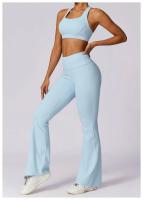 Conjunto de Yoga Naranja para Mujeres Traje de Gimnasio Fitness de Dos Piezas Pantalones Anchos y Sujetador Deportivo Material de Nylon Adecuado para Primavera/Verano - details 17