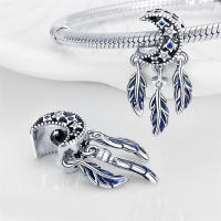 Pulsera Fit Original de 3mm en Plata Esterlina S925 con Pluma de Dreamcatcher y Cuentas DIY para Mujeres Joyería Fina de Cumpleaños - details 2