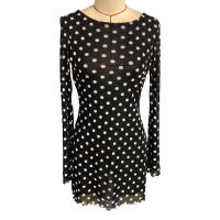 Nuevo vestido elegante de manga larga con espalda descubierta y cuello redondo con estampado de puntos de malla para mujer - details 1
