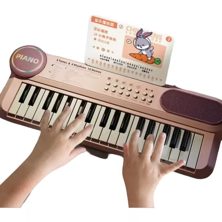 Piano Eléctrico De 37 Teclas Para Niños Instrumento Musical Multifuncional Con Microfono Para Principiantes Regalo Para Niños - 1