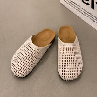Zapatillas retro de media cabeza con bolsa tejida para mujer 2025, nuevas zapatillas romanas frescas, huecas, cómodas y transpirables de un pedal. - details 1