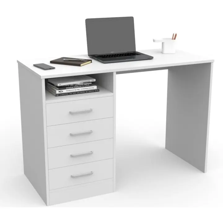 4 Cajones, Mesa de Oficina, Despacho Ordenador, (Blanco) - 1