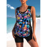 Novedad de verano, traje de baño de playa de dos piezas sexy y de moda con estampado de flores brillantes para mujer, S-6XL - details 1