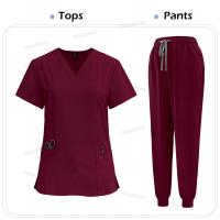 Exfoliante médico, bata quirúrgica de enfermería, exfoliante elástico de alta calidad, uniforme de color sólido para atención médica, ropa de trabajo al por mayor, unisex - details 15