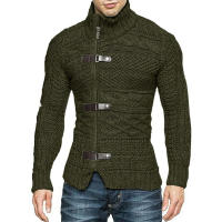 Suéter de cuello alto para hombre, chaqueta de punto de manga larga con botones, ropa de talla grande, otoño e invierno, 2024 - details 5
