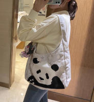 De dibujos animados lindo panda gigante bolsa de mano diseño de nicho versátil bolsa de hombro de gran capacidad bolsa de compras floral respetuosa con el medio ambiente - details 8