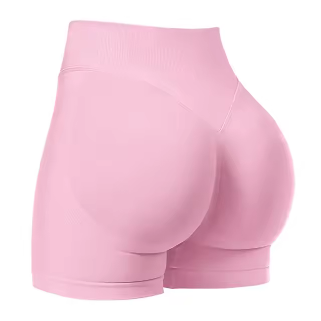 Pantalones cortos de gimnasio de impacto para mujer, pantalones cortos deportivos para motociclista, pantalones cortos de Yoga con banda baja acanalada de 4,5 ", mallas sin costuras para entrenamiento - 1