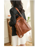 Mochila De Cuero pu para mujer, bolso de hombro femenino, mochila de viaje vintage, mochila de trabajo informal, regalo - details 16