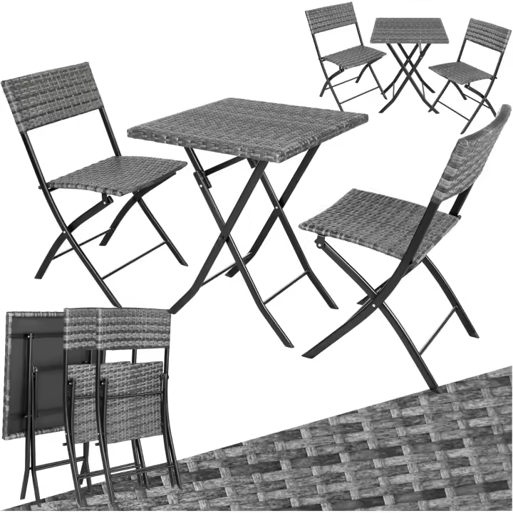 Muebles de jardín resistentes a la intemperie, 2 sillas y 1 mesa, con tapas de plástico. - 1