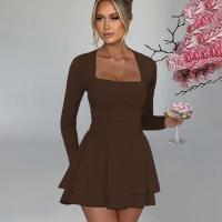 Vestido corto elegante de manga larga con volantes para mujer, cuello cuadrado, ropa de fiesta, nuevo, oferta - details 15