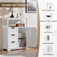 Armario de Baño de Madera Diseño de Cajón y Estante Ajustable Ideal para Cocina y Sala de Estar - details 11