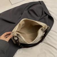 Elegante bolso de hombro de terciopelo con correa de cuentas - Diseño elegante de nubes, cierre de cremallera, forro de poliéster suave, disponible en negro y verde, elegante bolso de mujer para uso diario - details 2