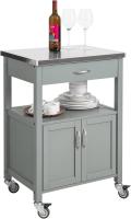 Carrito de Cocina con Ruedas Camarera con Tablero de Acero Inoxidable 60 x 92 x 44 cm ES (Gris) - details 0